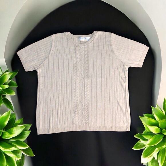 Plus Size 2X Alfred Dunner Lightweight Tan Short Sleeve Sweater - Picture 1 of 6